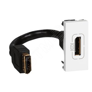 Mosaic Розетка Display port 1 модуль, оборудована шнуром, белая - Legrand