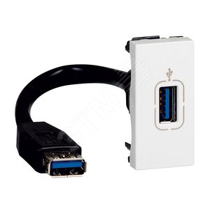 Розетка USB Mosaic 1 модуль оборудована шнуром белая (78746) - Legrand