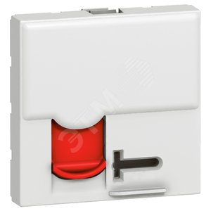 Розетка RJ 45 - Программа Mosaic - категория 6 - STP - экран. - 2 модуля - белый с красной шторкой - LCS? | 076596 | Legrand - Legrand