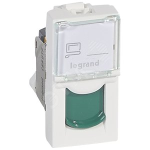 Mosaic RJ45 UTP 6a 1м Зел.Шторка | 076526 | Legrand - Legrand