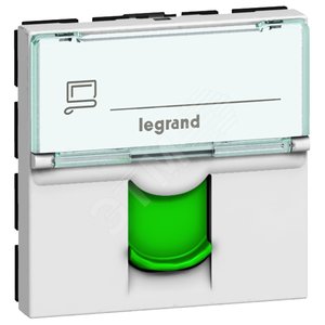 Mosaic Розетка RJ45 STP кат.6А зеленые шторки - Legrand Euro