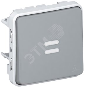 Plexo Кнопка 10A НО с подсветкой серая (069542) - Legrand