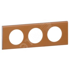 Рамка, трехпостовая, кожа карамель (069423)