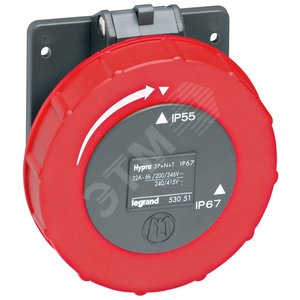 Встраиваемая розетка Hypra - IP 66/67-55 - 3К+Н+3 - 32 А - пластик | 053051 | Legrand - Legrand