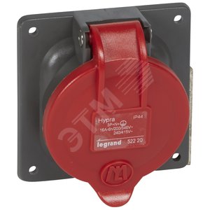 Розетка встраиваемая IP44 3К+H+З 400v 16А Hypra (052220)
