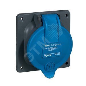 Розетка встраиваемая IP44 3К+H+З 230v 16А Hypra