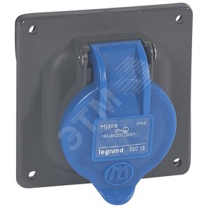 Розетка встраиваемая IP44 2К+З 230v 16А Hypra (052018)