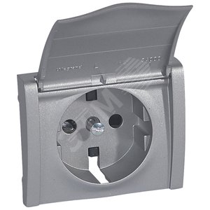 Galea Life Лицевая панель для розетки 2К+З со шторками алюминий (771322)