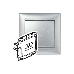 VALENA Розетка двойная компьютерная RJ45 STP алюминий - Legrand Euro
