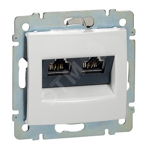 VALENA Розетка компьютерная RJ45 2 выхода STP 10 GIGA белая (770073)