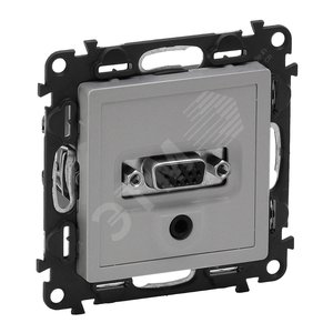 Valena LIFE Розетка для аудио/видео устройств с разьемами HD15/гнездо Jack 3.5мм с лицевой панелью алюминий (753370) - Legrand