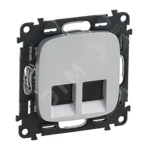 Valena ALLURE Информационная розетка двойная RJ45 Кат 6 UTP С лицевой панелью Алюминий (753943) - Legrand