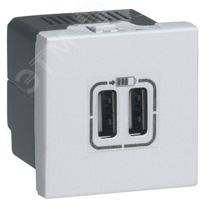 Розетка 2хUSB для зарядки Mosaic 2 модуля - А+А - белая (278594L) - Legrand