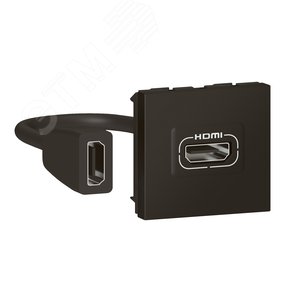 Розетка HDMI Mosaic 2 модуля - со шнуром - матовая черная (079479L) - фото 3