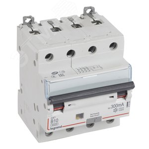 Выключатель автоматический дифференциального тока DX3 B10А 4П 300mА-А (411228)