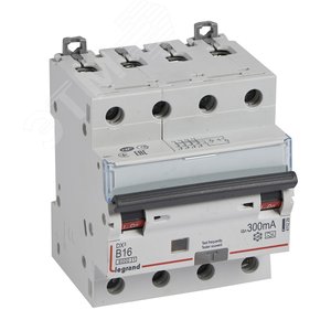 Выключатель автоматический дифференциального тока DX3 B16А 4П 300mА-А (411229)