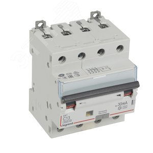 Выключатель автоматический дифференциального тока DX3 4П C13А 30MА-А (411357)