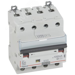 Выключатель автоматический дифференциального тока DX3 B20А 4П 1000mА-АC (411362)