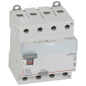 Выключатель дифференциального тока (УЗО) DX3 4П 100А А 300мА N справа (411783)