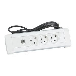 Настольный блок - 3x2К+3 + зарядное устройство 2хUSB - со шнуром (653562) - Legrand