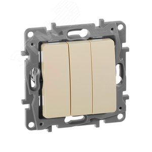 ETIKA Выключатель трехклавишный слоновая кость 10АХ (672313) 4