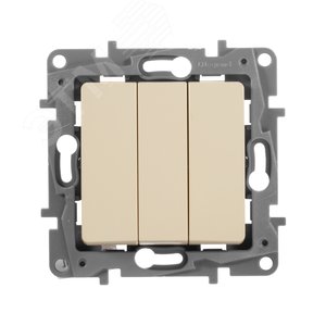 ETIKA Выключатель трехклавишный слоновая кость 10АХ (672313) 3