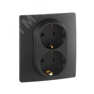 ETIKA Розетка 2 x 2К+З немецкий стандарт винтовые зажимы 16 А 250 В антрацит (672623) 2