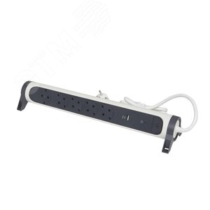 Удлинитель с поворотным основанием и 2xUSB A+C (3А) зарядками, защитой от импульсных перенапряжений серии  Комфорт  5X2К+З с кабелем 1,5 м., цвет: бело-черный - Legrand Euro
