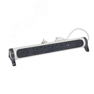 Удлинитель с поворотным основанием и 2xUSB A+C (3А) зарядками, защитой от импульсных перенапряжений серии  Комфорт  5X2К+З с кабелем 1,5 м., цвет: бело-черный - фото 3
