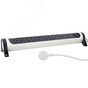 Удлинитель с поворотным основанием и 2xUSB A+C (3А) зарядками, защитой от импульсных перенапряжений серии  Комфорт  5X2К+З с кабелем 1,5 м., цвет: бело-черный - фото 4
