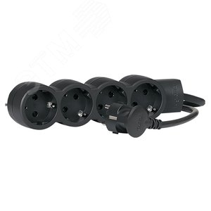 Удлинитель Стандарт 4 x 2К+З - с кабелем длиной 5 м черный (695030) - Legrand