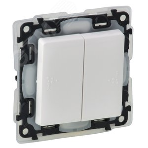 Valena LIFE IP44 Выключатель двухклавишный 10А 250В IP44 с лицевой панелью Безвинтовые зажимы Белый (752155) - фото 2