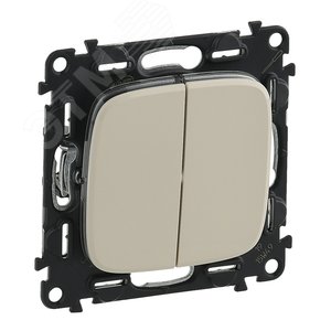 Valena ALLURE Переключатель двухклавишный 10А 250В с лицевой панелью Безвинтовые зажимы Слоновая кость (752808) 2
