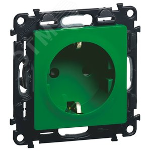 Valena LIFE Розетка силовая 2К+З 16А 250В со шторками безвинтовые зажимы с лицевой панелью зеленая (753329) 2
