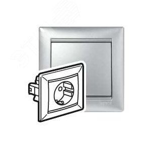 VALENA Розетка в сборе с заземлением алюминий (770123) - Legrand