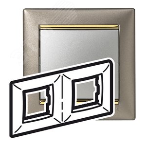VALENA Рамка 2 поста горизонтальная титан/золото - Legrand