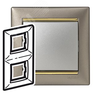VALENA Рамка 2 поста вертикальная титан/золото - Legrand