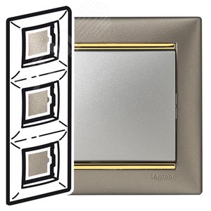VALENA Рамка 3 поста вертикальная титан/золото - Legrand