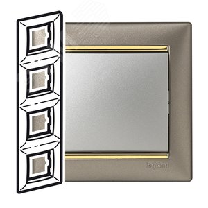 VALENA Рамка 4 поста вертикальная титан/золото (770368) - Legrand