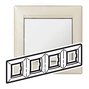 VALENA Рамка 4 поста горизонтальный монтаж жемчужная (770484) - Legrand