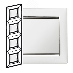 VALENA Рамка 4 поста вертикальная белый/серебро - Legrand