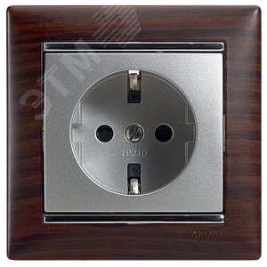 VALENA Розетка с заземлением 2К+З со шторками алюминий 2