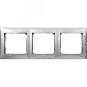 VALENA Рамка 3 поста горизонтальная алюминий модерн (770343) 2