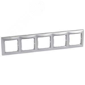 VALENA Рамка 5 постов горизонтальная алюминий/серебро (770355) 2