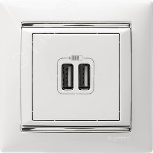 VALENA Розетка двойная USB белая (770470) - фото 9