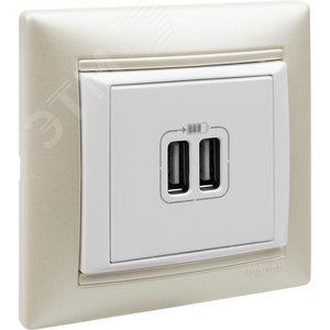 VALENA Розетка двойная USB белая (770470) - фото 17