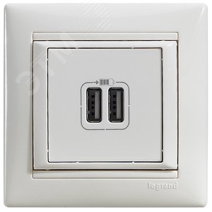 VALENA Розетка двойная USB белая (770470) - фото 12
