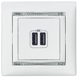 VALENA Розетка двойная USB белая (770470) - фото 13