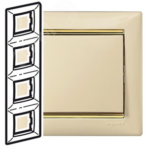 VALENA Рамка 4 поста вертикальная слоновая кость/золото - Legrand