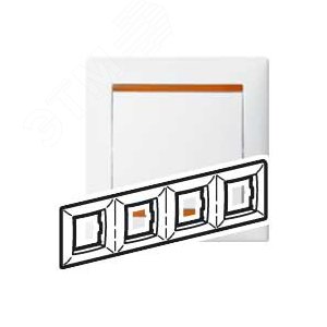 VALENA Рамка 4 поста горизонтальная белая/янтарь - Legrand
